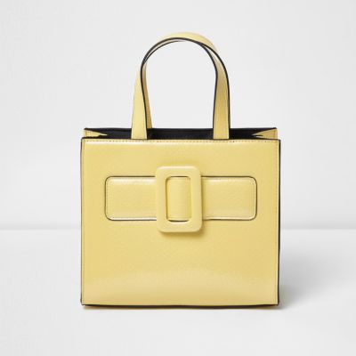 Girls yellow buckle boxy tote bag